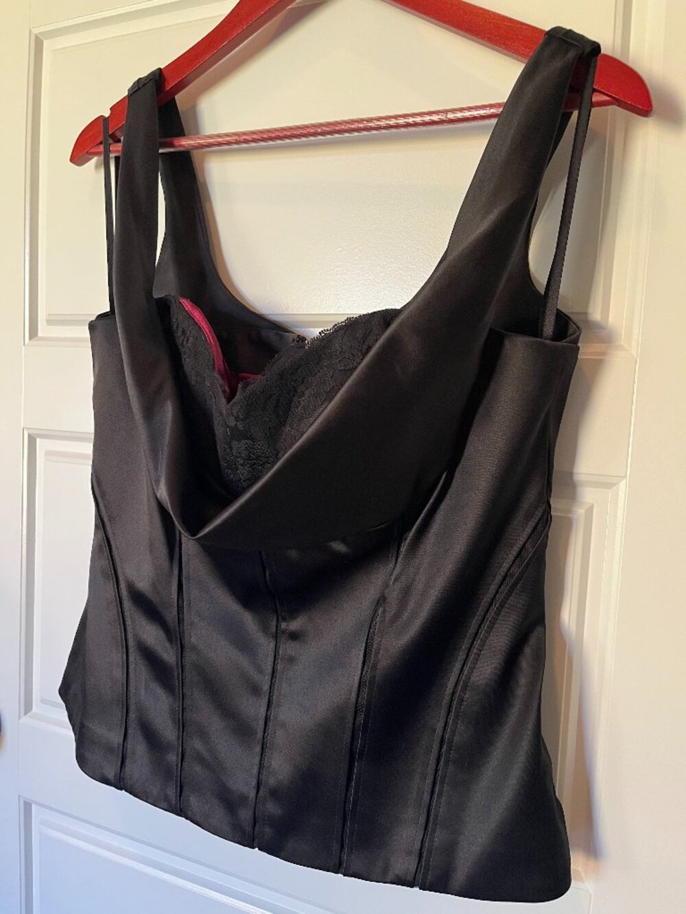 White House Black Market Black Satin Corset Bustier Top size 10
